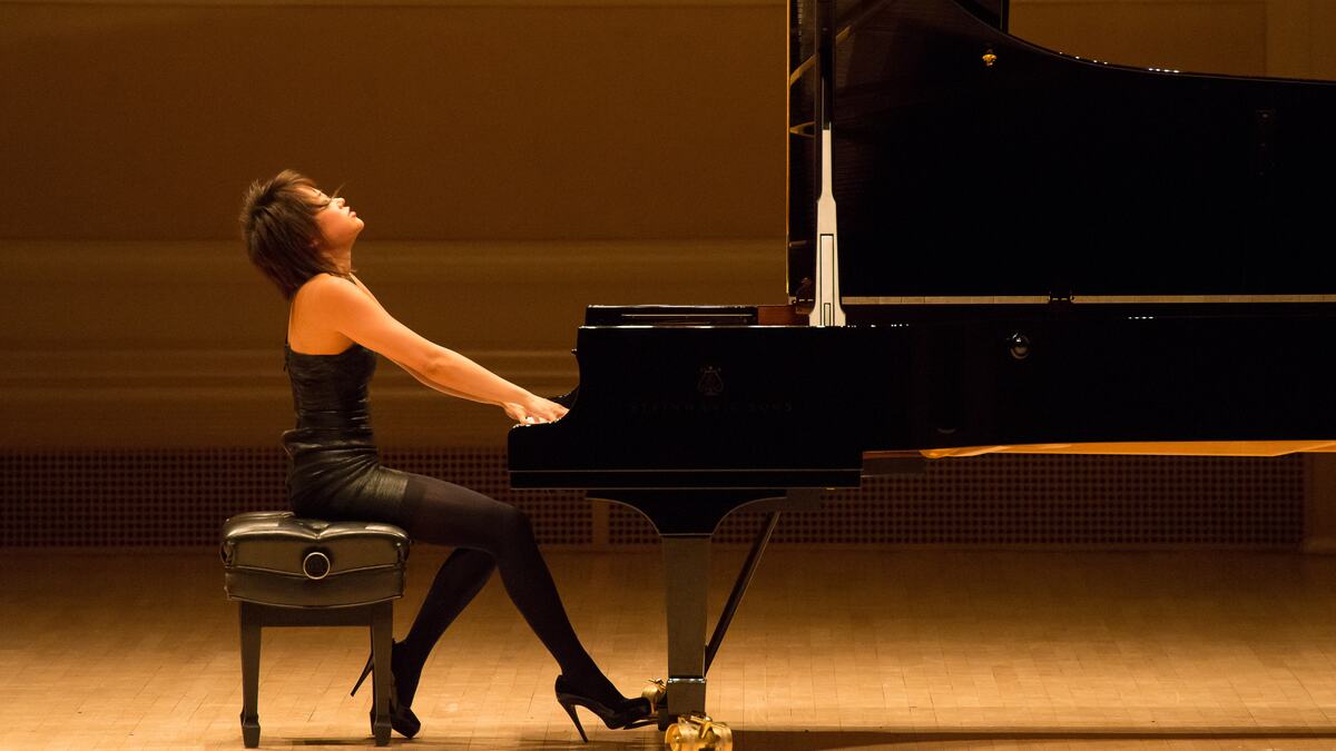 Yuja Wang playing the grand piano