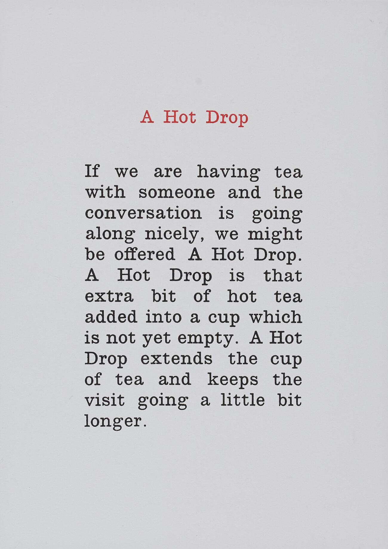 A Hot Drop National Poetry Library