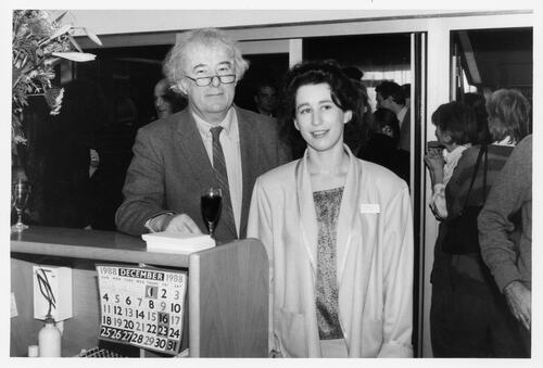 Seamus Heaney with librarian Mary Enright