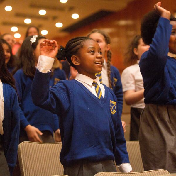 School pupils in Royal Festival enjoying the Music Explore Day
