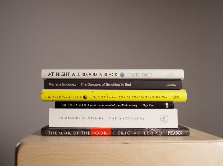 An image of the books shortlisted for this year's International Booker Prize.