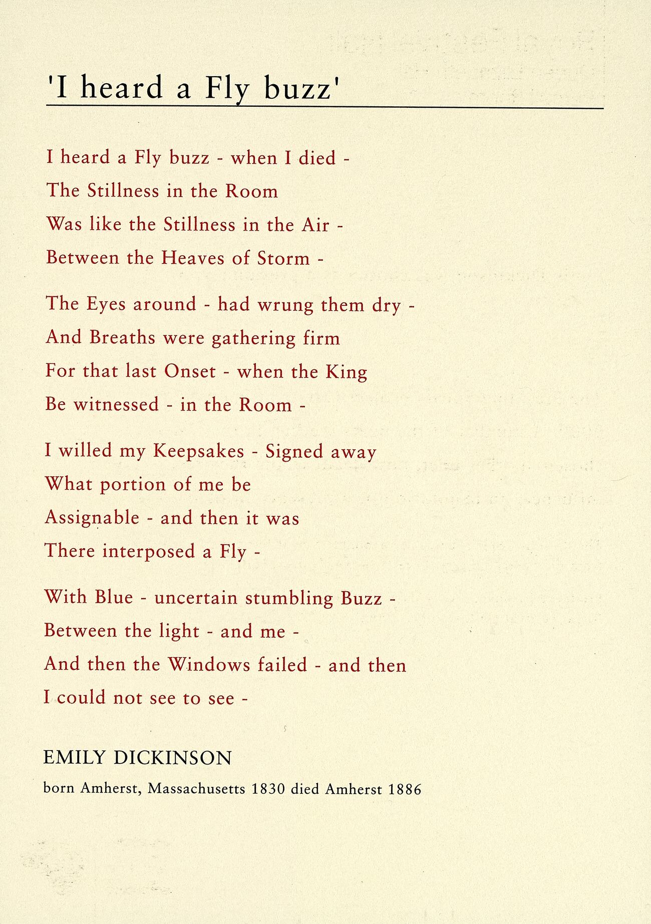 I heard a Fly buzz' | National Poetry Library