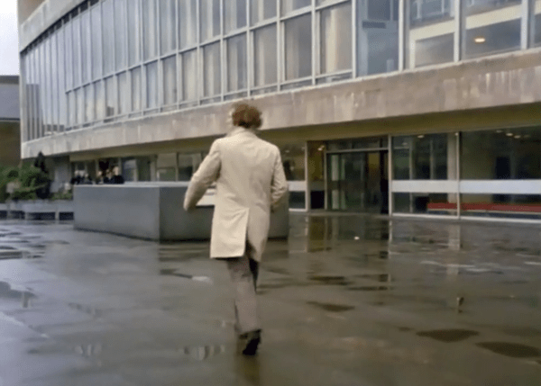 Dennis Waterman in a scene from the television series The Sweeney filmed at the Southbank Centre