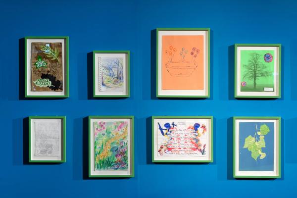  Framed artworks by Participants. Installation view: Art by Post: Of Home and Hope, Southbank Centre, 2021