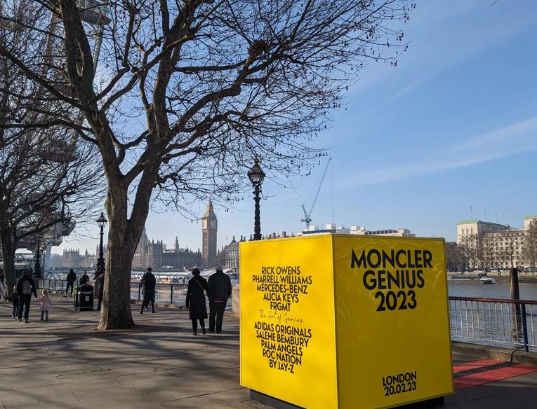 A yellow cube by the River Thames with Big Ben in the background.