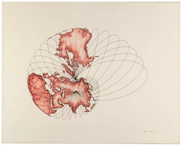 Agnes Denes, Isometric Systems in Isotropic Space - Map Projections: The Snail, 1978.