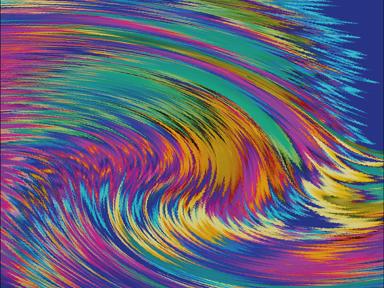 Colourful soundwaves distort as they swirl together