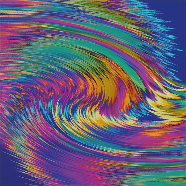 Colourful soundwaves distort as they swirl together