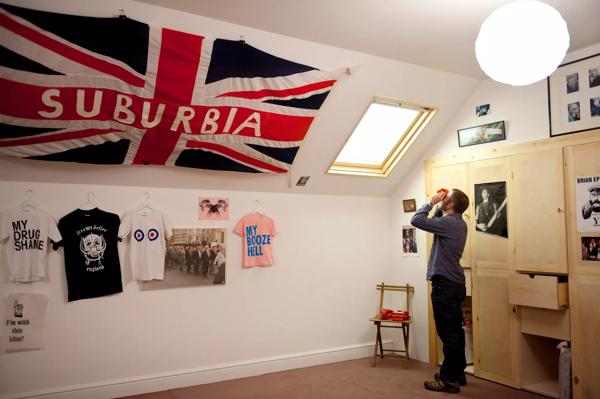 View of Flag Suburbia in Open Room Installation by artist, Jeremy Deller at Hayward Gallery