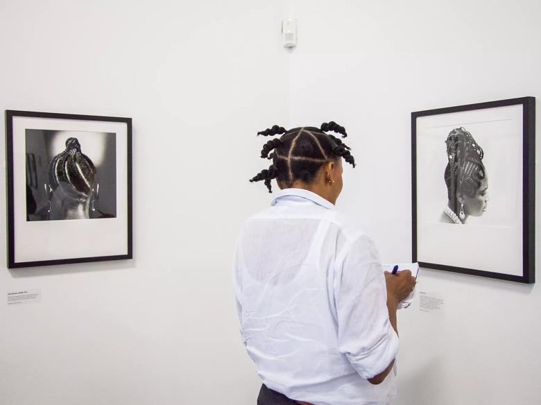 Installation View of HAIRSTYLES AND HEADDRESSES by artist,  J.D ‘OKHAI OJEIKERE 