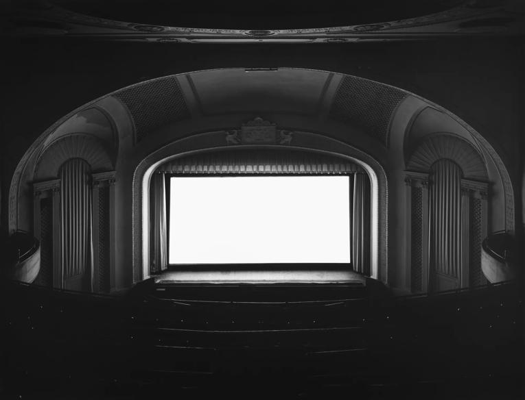 Black and white photograph of a cinema