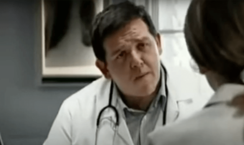 Actor Nick Frost as a doctor on the sketch show Man Stroke Woman
