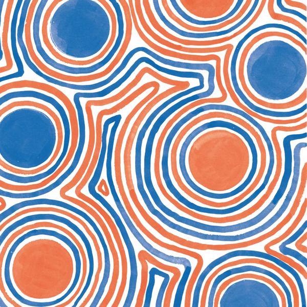Colourful abstract image with orange and blue circles
