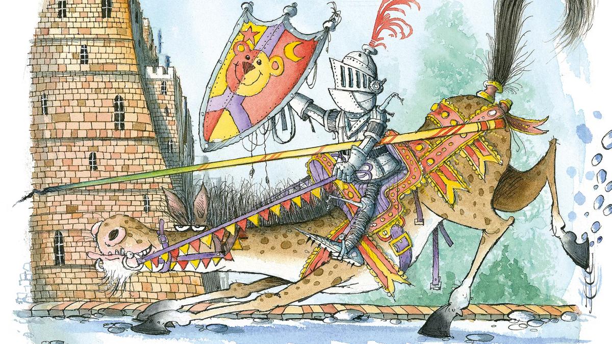 Cartoon to illustrate FUNharmonics on 13 February of knight on a donkey
