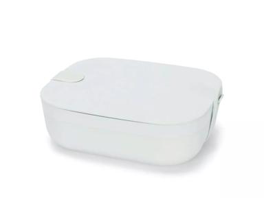 A mint green rectangular lunch box