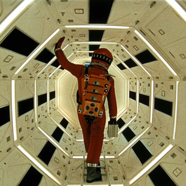 A man in space shuttle. Film still taken form 2001: A Space Odyssey 