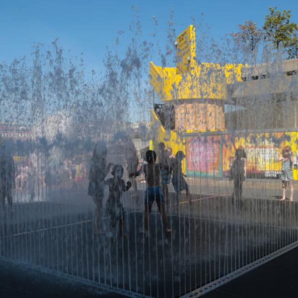 Children Playing in the Jeppe Hein Fountain