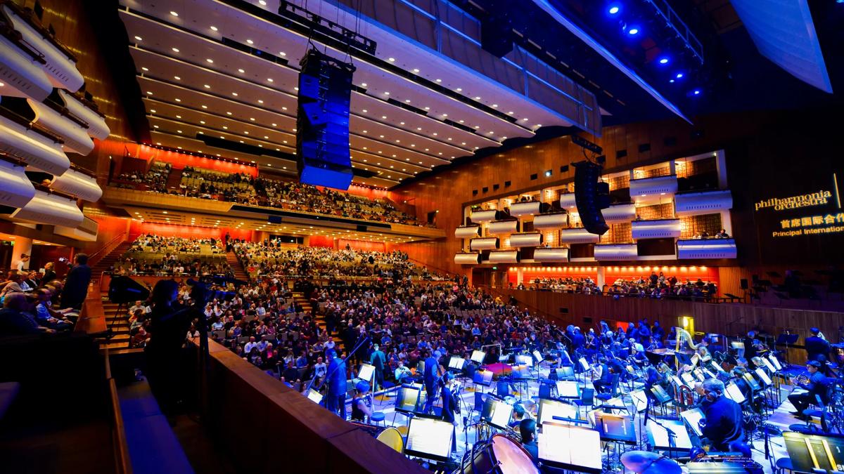 A view of the Royal Festival Hall from the stage during a performance