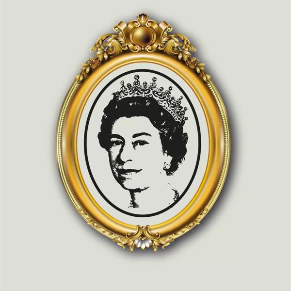 Queen Elizabeth ll on a gold pendant