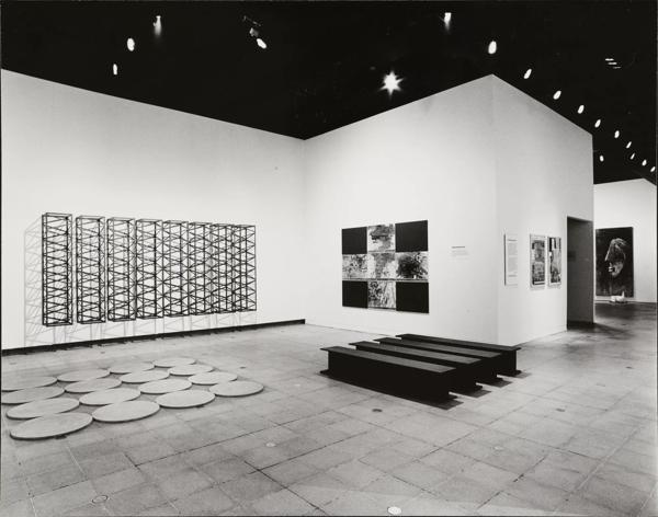 An installation view of the 1989 Hayward Gallery exhibition The Other Story: Afro-Asian Artists in Postwar Britain