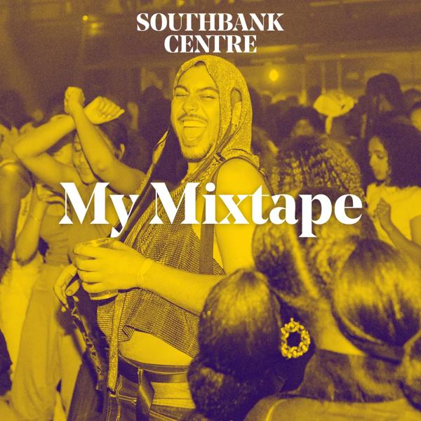 Queer Bruk (aka Akeil Onwukwe-Adamson) dancing in a busy club. The image is faded to yellow and the words 'My Mixtape' are overlayed