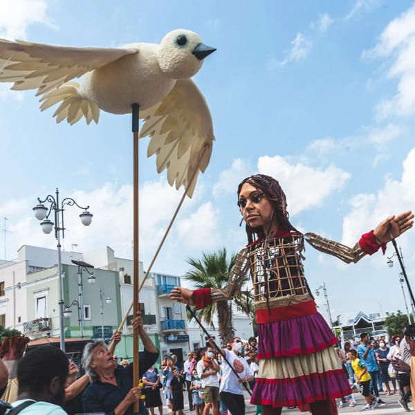 Good Chance Theatre's giant travelling puppet, Little Amal