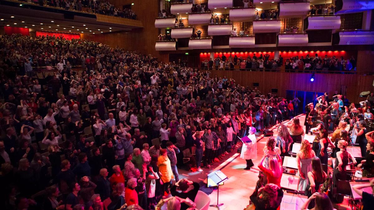 A WOW audience stand up in Royal Festival Hall