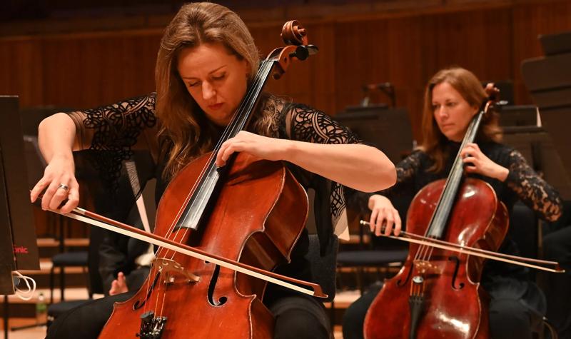 Two Cellists in Royal Festival Hall London Philharmonic Orchestra