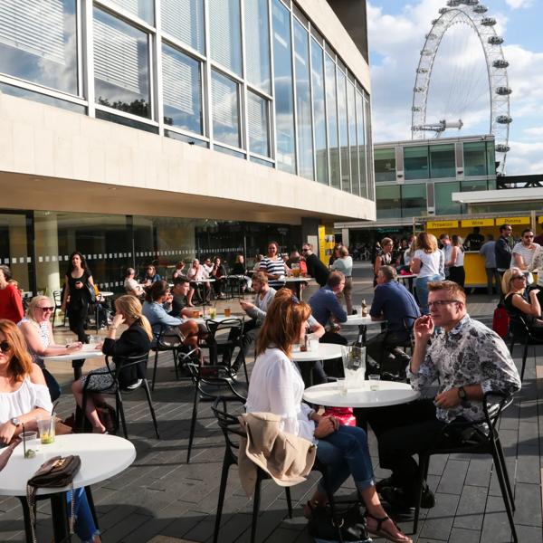 People enjoying the Riverside Terrace