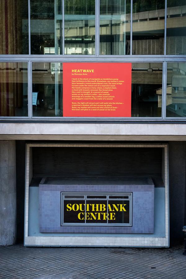 Installation view of Romalyn Ante's ‘Heatwave’ at Southbank Centre's Everyday Heroes, on until 7 November 2020. Copyright the artist. Photo credit_ Linda Nylind