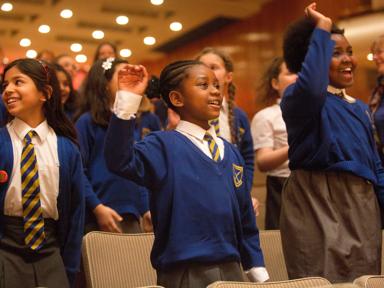 School pupils in Royal Festival enjoying the Music Explore Day