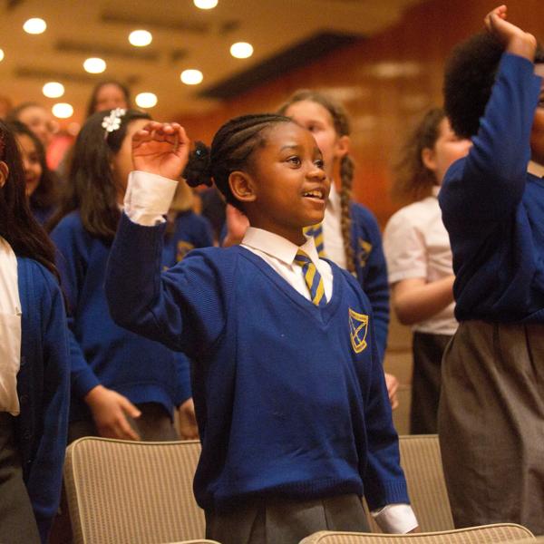 School pupils in Royal Festival enjoying the Music Explore Day