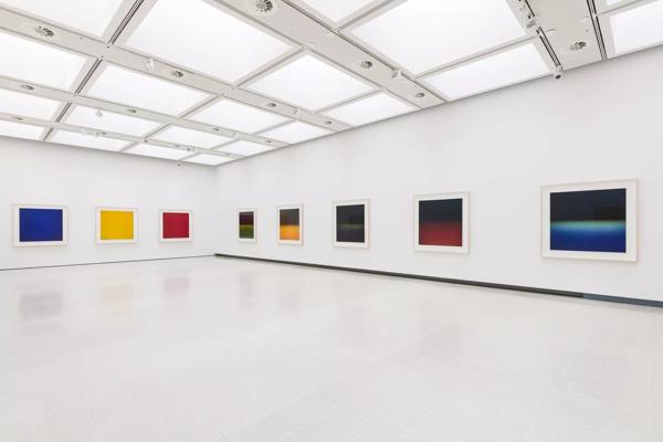 Colourful artworks from Hiroshi Sugimoto's Opticks series line the walls of the Hayward Gallery
