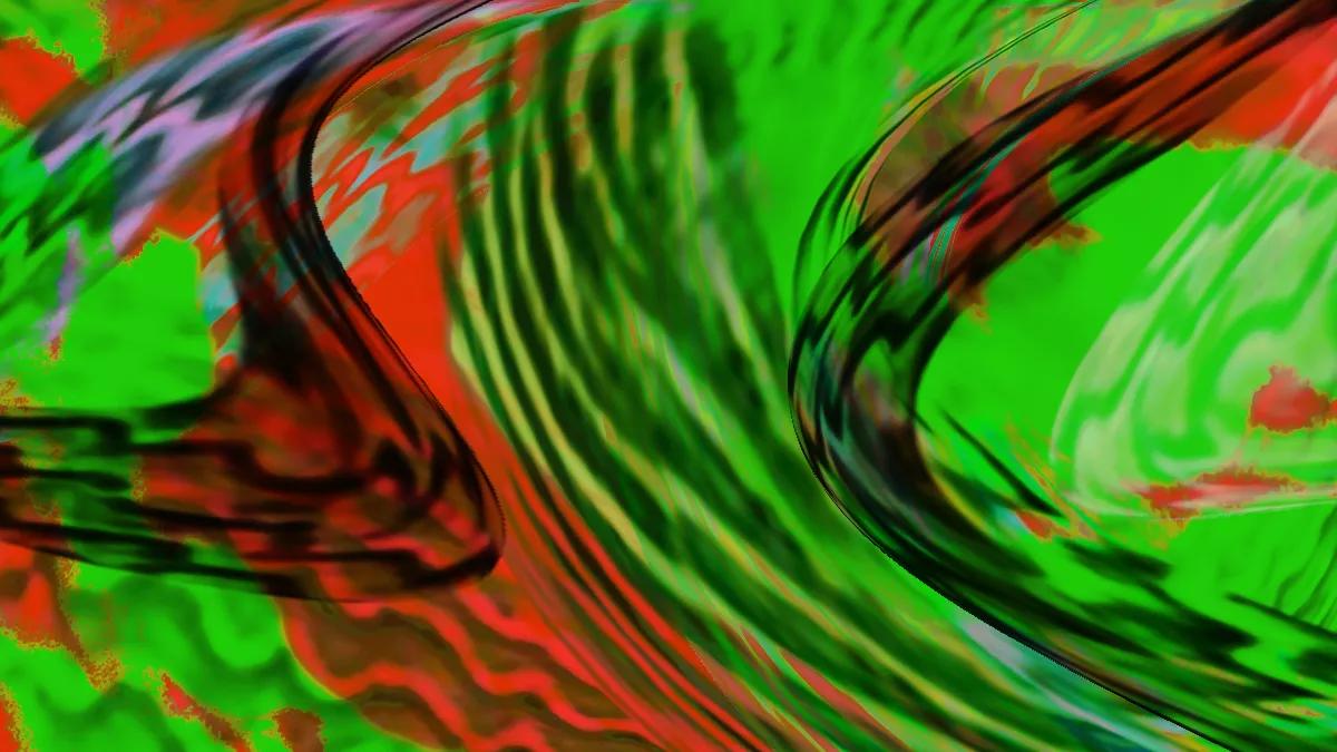 Abstract patterns in red and green