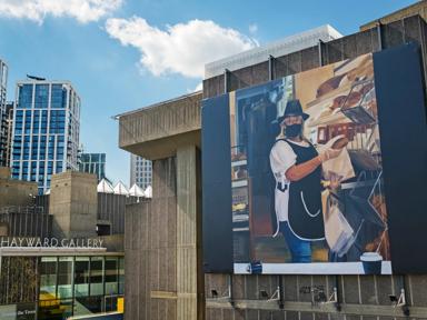 Installation view of  Caroline Walker, Elaine, 2020 at Southbank Centre's Everyday Heroes, on until 7 November 2020. Copyright the artist. Photo credit_ Linda Nylind