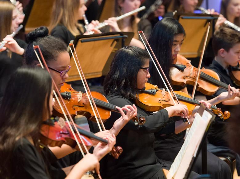 English Schools' Orchestra Gala Orchestra, young musicians playing