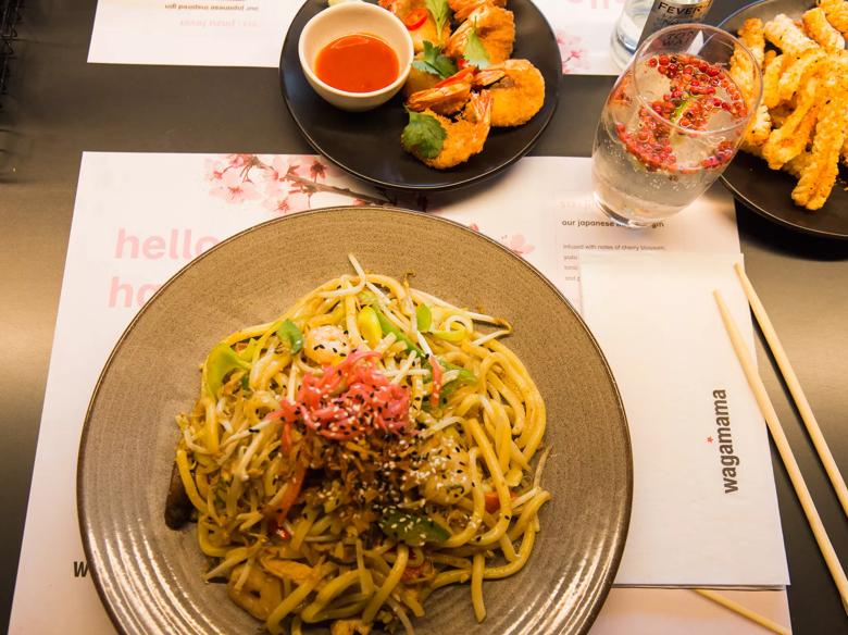 Photograph of a plate of yaki soba noodles at the Japanese restaurant Wagamama at Royal Festival Hall Southbank Centre