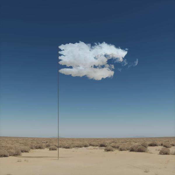 John Gerrard’s Surrender (Flag) depicts a white flag formed from plumes of water vapour evaporating in a desert landscape.
