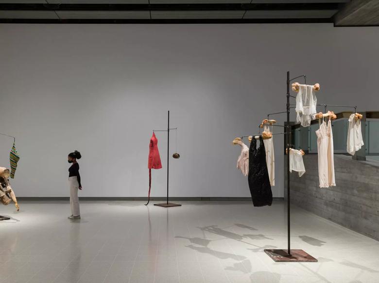   Installation view of Louise Bourgeois: The Woven Child at Hayward Gallery, 2022. 