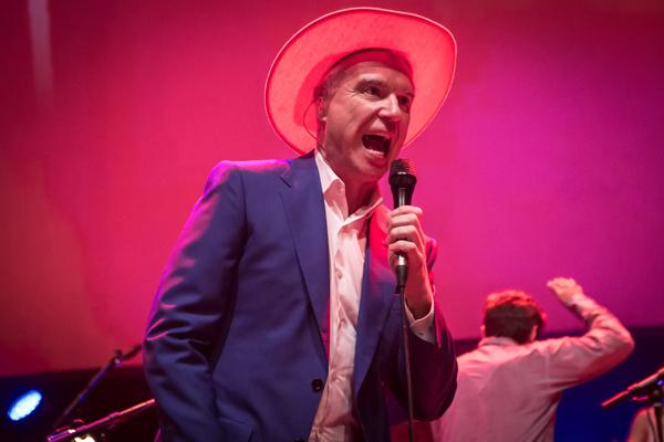 David Byrne performing on stage during David Byrne's Meltdown at the Southbank Centre