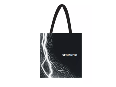 Sugimoto tote bag, black with Lightening Fields image