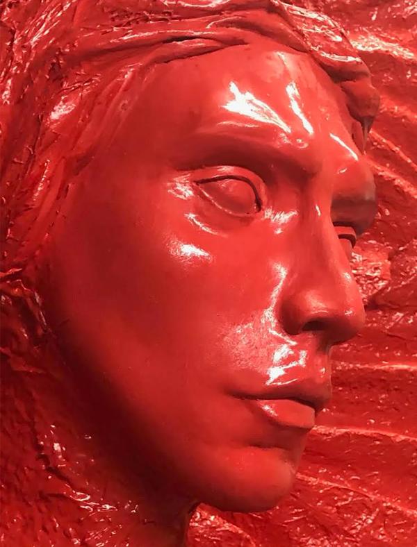 Christine and the Queens portrait sculpture in red