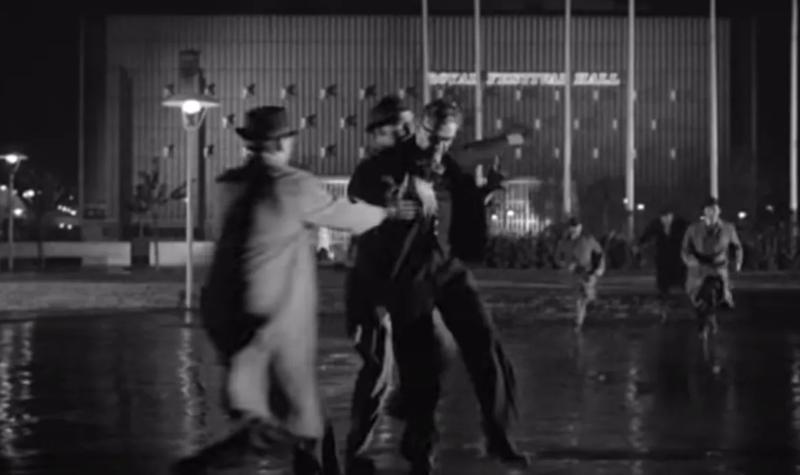 Still from the 1956 film The Long Arm, the conclusion of which takes place outside Royal Festival Hall