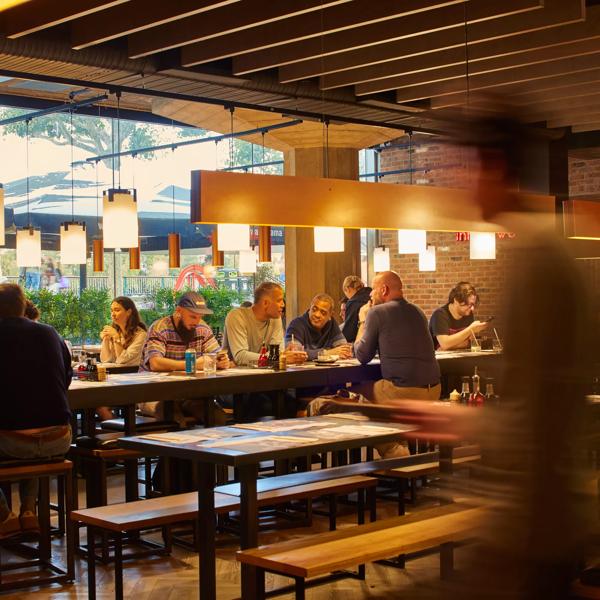 Wagamama Southbank interior with seated customers