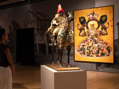 Installation view of Hew Locke works, In the Black Fantastic at Hayward Gallery, 2022.Copyright the artist_ Photo_ Zeinab Batchelor, Courtesy of the Hayward Gallery